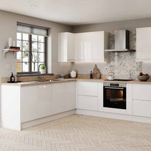 Load image into Gallery viewer, Senza Gloss White Integrated Handle Kitchen Cabinets
